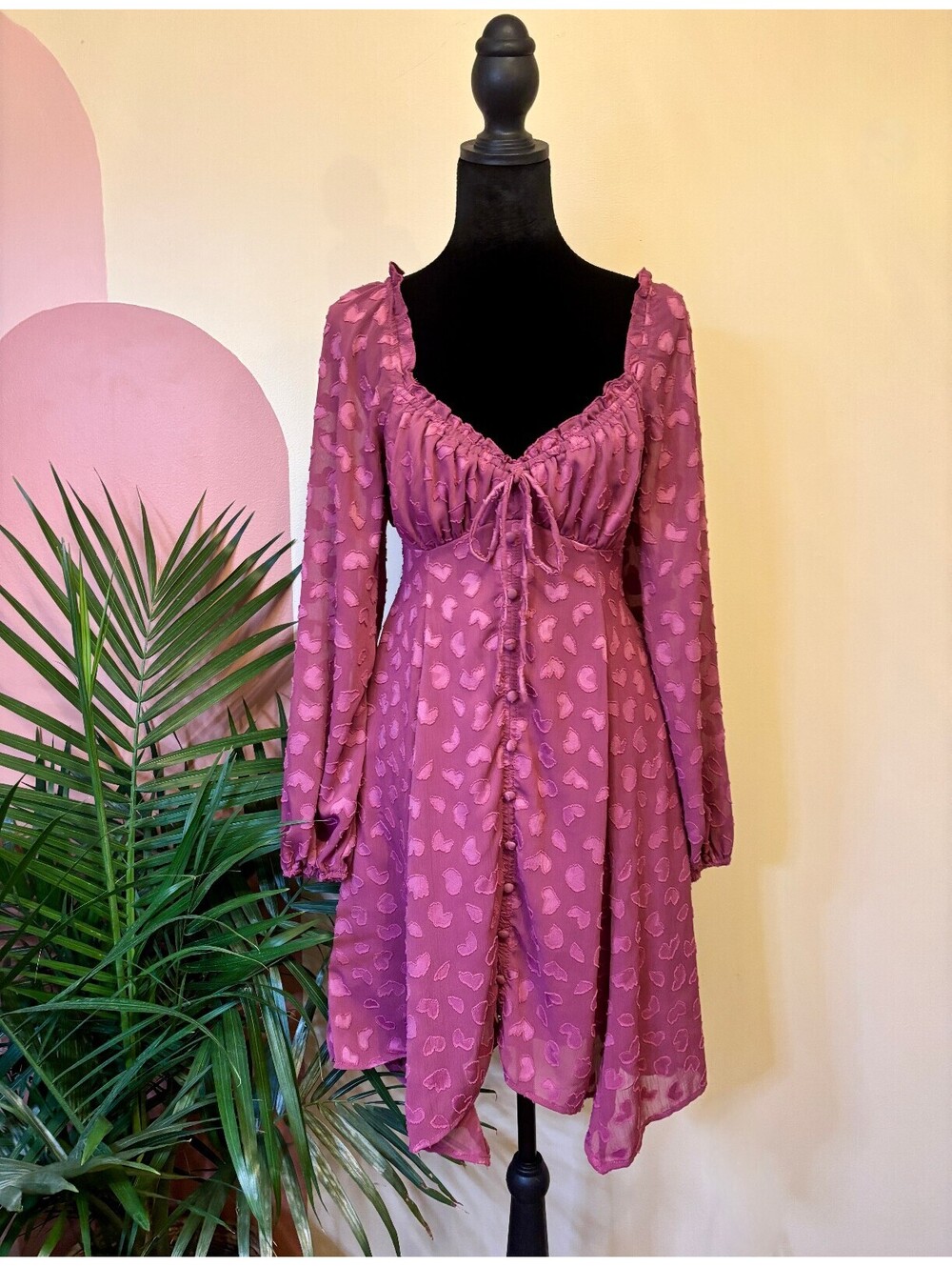 SO Women's Chiffon Burgundy Dress Romantic Feminine Coquette Size Medium